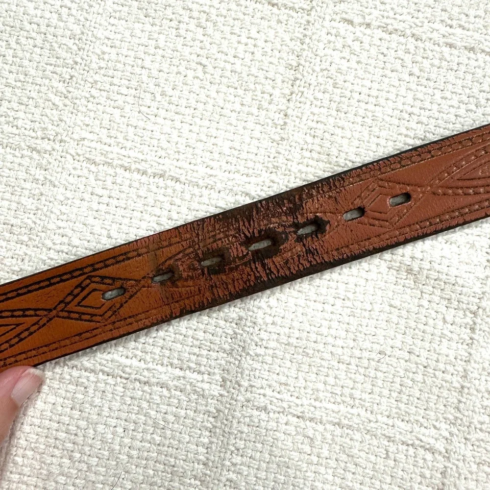 Wrangler Leather‎ Western Belt 36 90 Brown Tooled Cowboy Ranch Core Distressed
